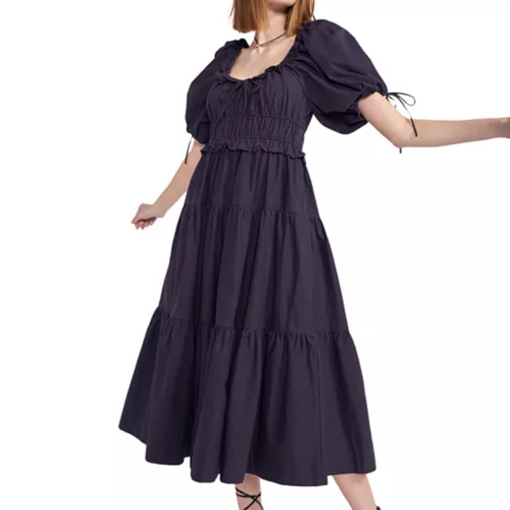 Elegant Black Puff Sleeve Dress